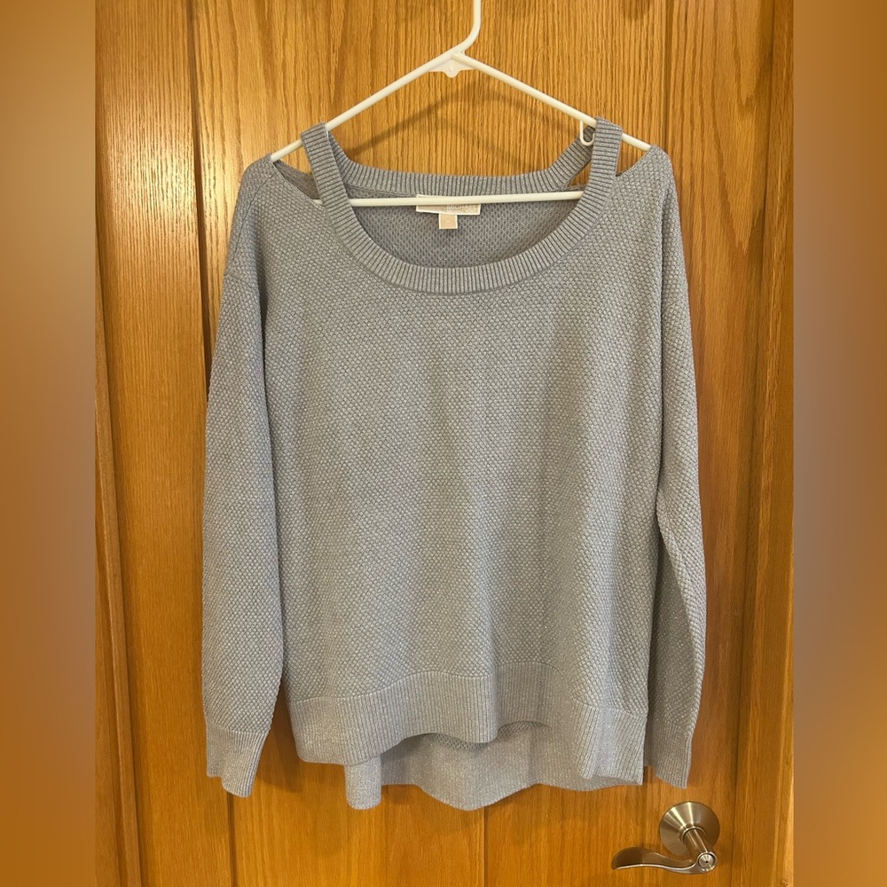 Michael Kors Silver Metallic Knit Sweater M